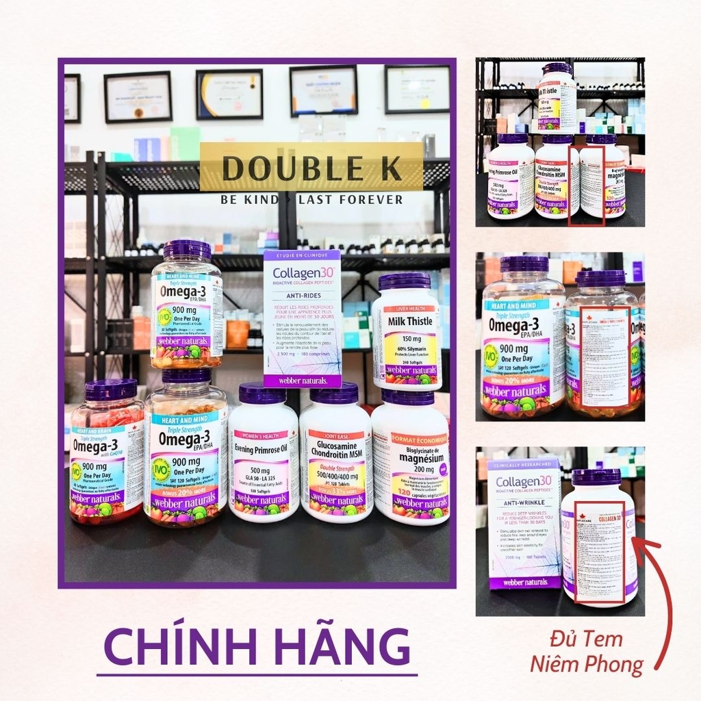 Viên Uống Hỗ Trợ Sức Khỏe Tim Mạch, Trí Não Webber Naturals Triple Strength Omega-3 EPA/DHA 900mg
