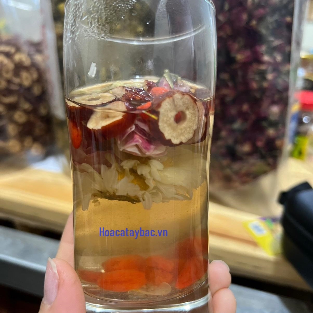 Trà Dưỡng Nhan mix Kỷ tử, táo đỏ, hoa cúc, hoa hồng, cỏ ngọt