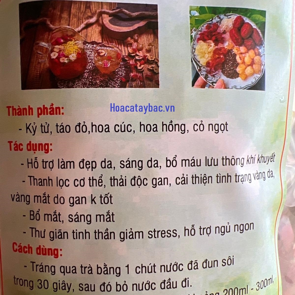 Trà Dưỡng Nhan mix Kỷ tử, táo đỏ, hoa cúc, hoa hồng, cỏ ngọt