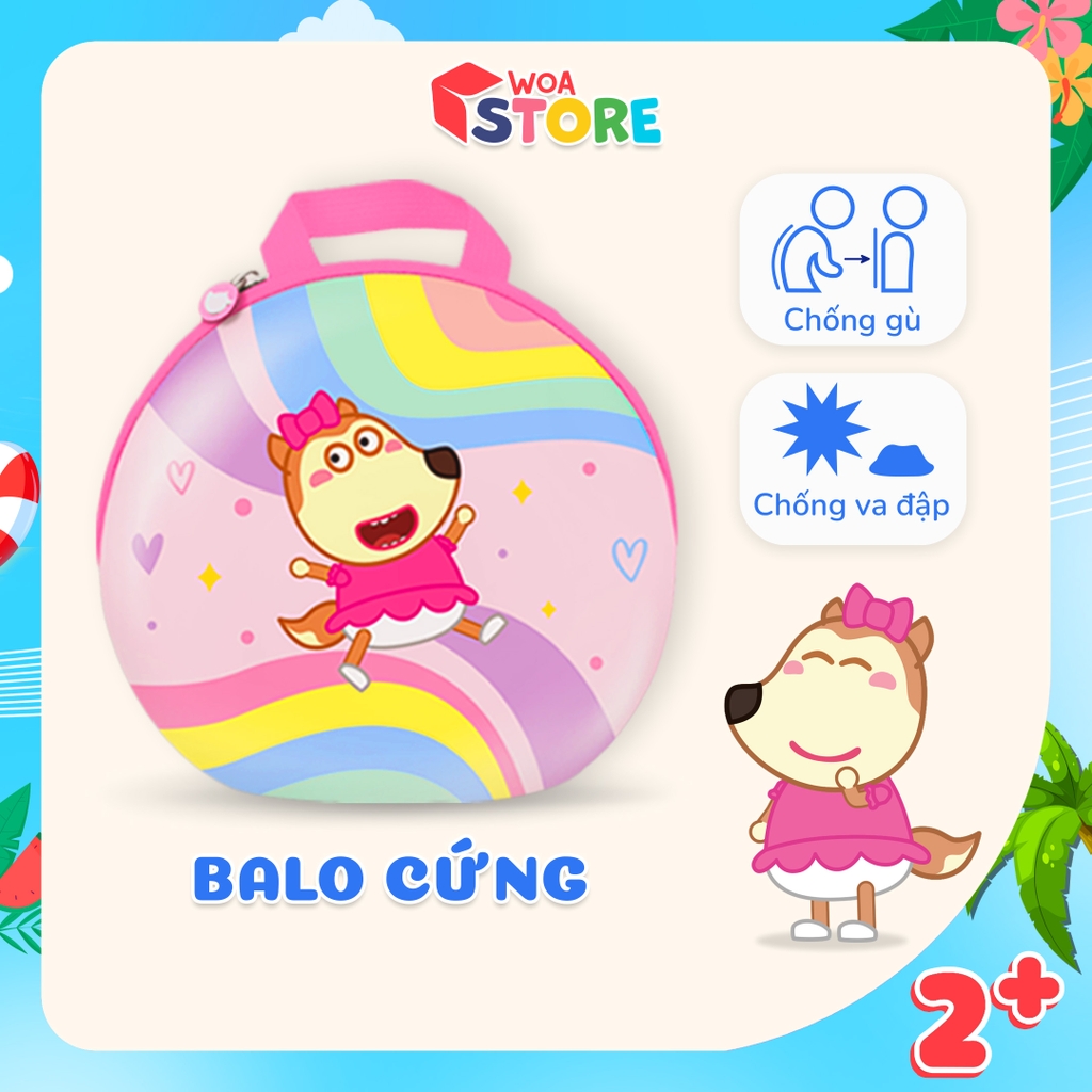 Balo cho bé đi học mẫu giáo mầm non hình Wolfoo và Lucy bền đẹp Woa Store