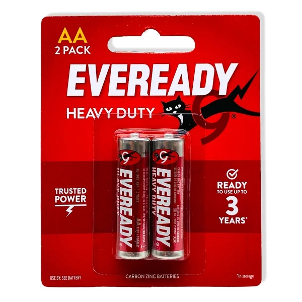 PIN EVEREADY HEAVY DUTY 1015 AA BP2 - Vỉ 2 Viên Pin Chất Lượng Cao, Chính Hãng