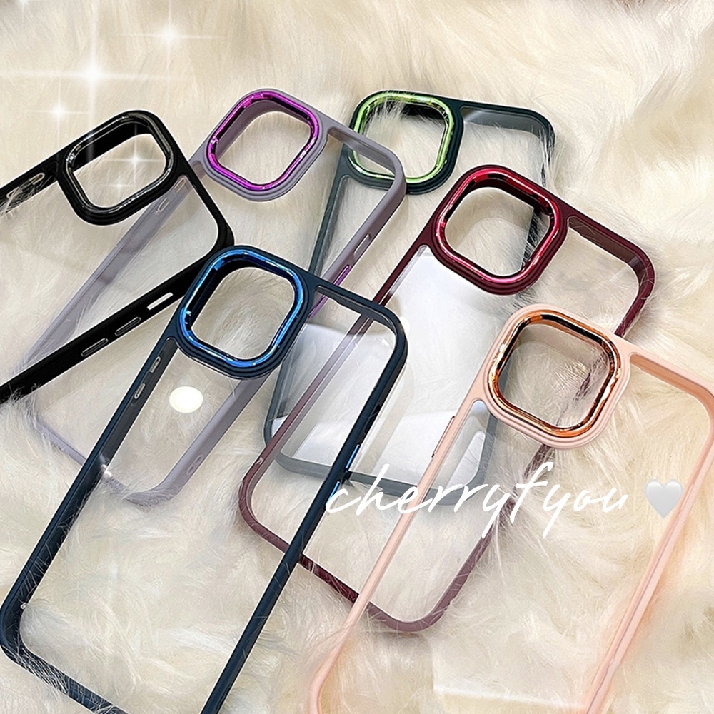 Ốp lưng TPU Dẻo KOLEAD P48 Trong Suốt Màu Sắc Ngọt Ngào phối kim loại Cho IPhone 13 12 11 Pro Promax