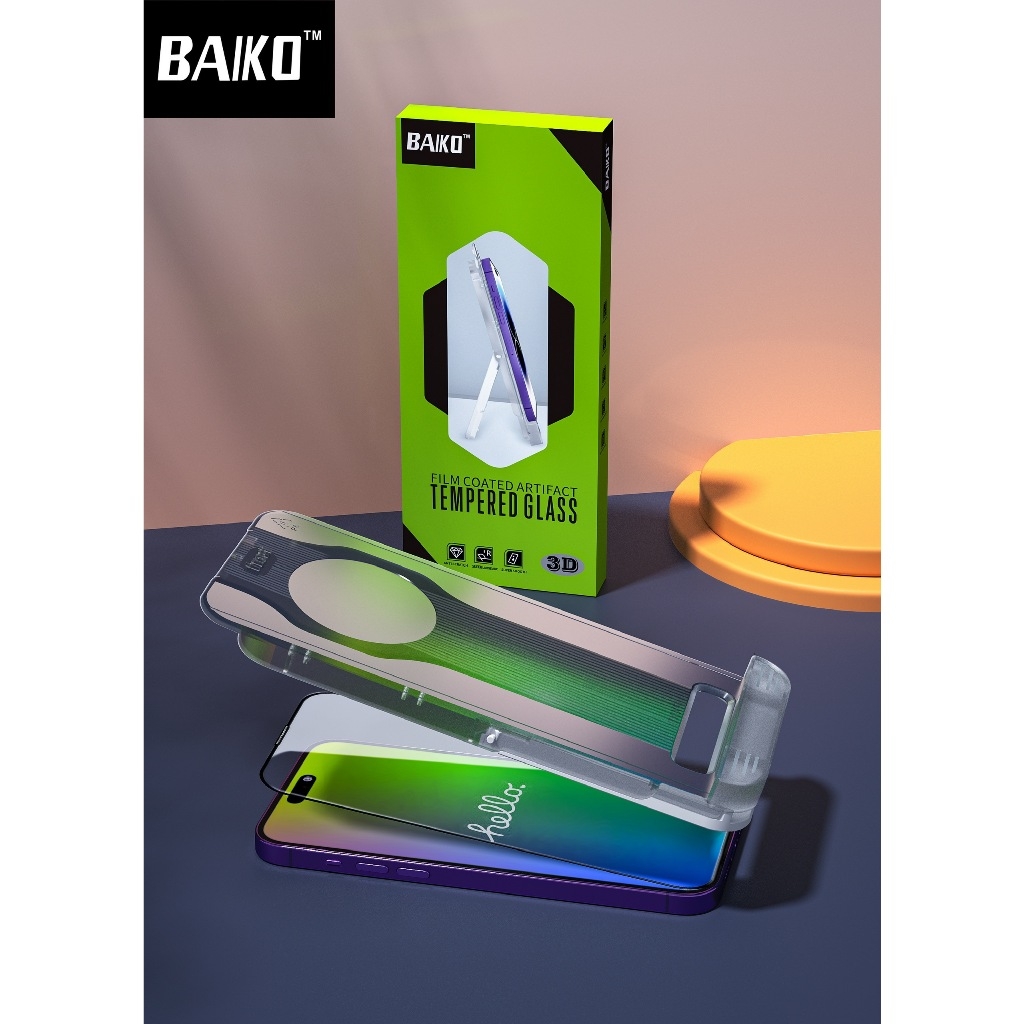 [TỰ DÁN 2IN1] Kính cường lực iphone Kingkong BAIKO trong suốt Cao cấp siêu mượt, siêu dẻo tích hợp giá đỡ điện thoại cho Iphone 11 12 13 14 15 plus pro promax