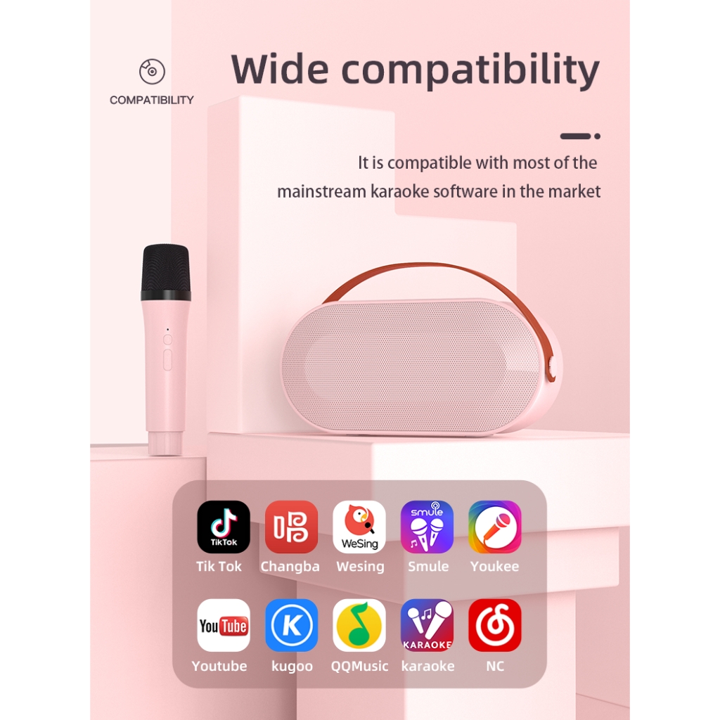 Loa Karaoke Bluetooth P6 KOLEAD Kèm 1 2 Micro Không Dây, Âm Thanh Siêu Hay,Sang Trọng Nhỏ Gọn Tiện Lợi,dễ dàng mang theo