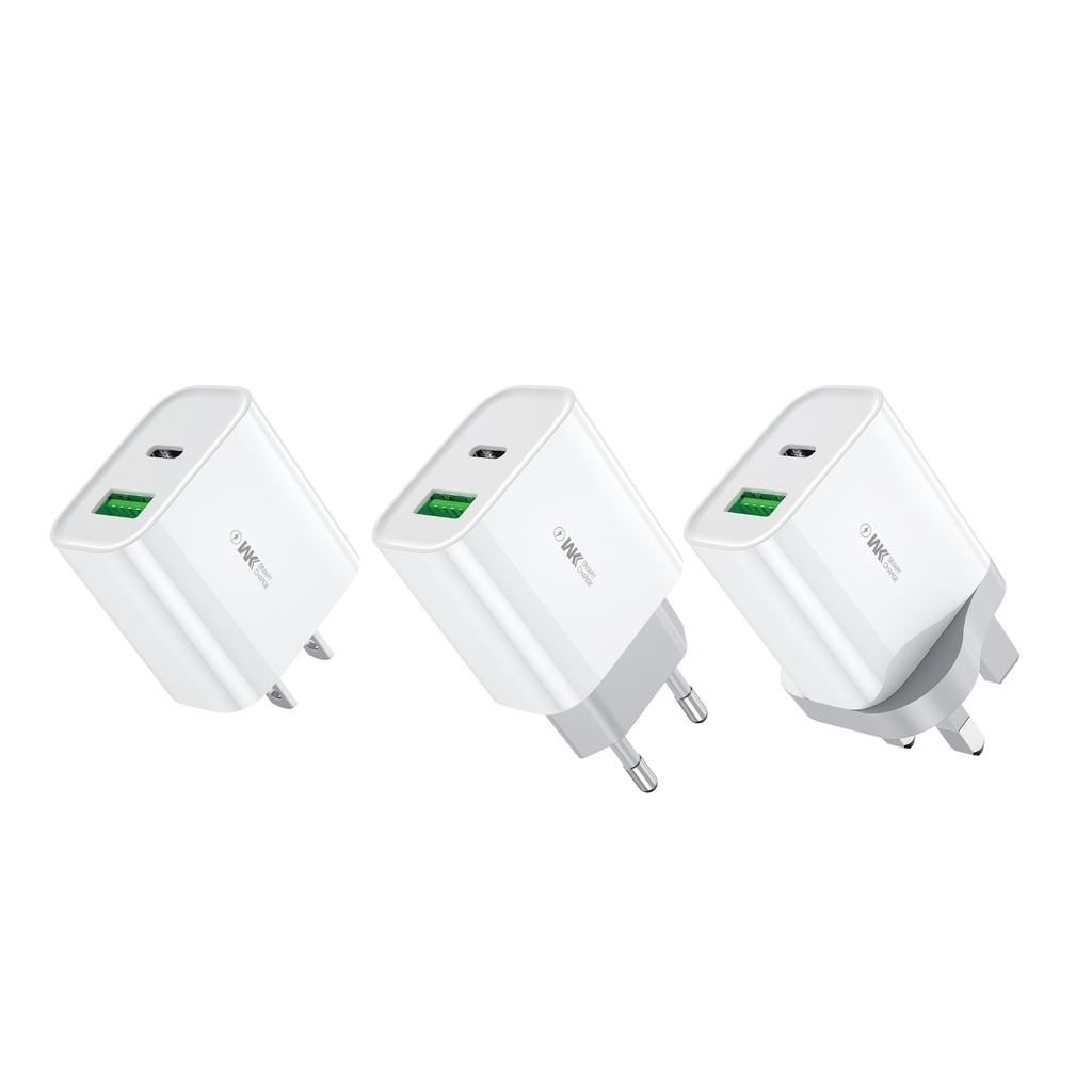 Bộ sạc nhanh, củ/cốc sạc WEKOME U53 PD 20W KÈM QC 3.0 SIÊU BỀN Cho 5/6/7/8/X/11/12/13/14 USB-C To ip