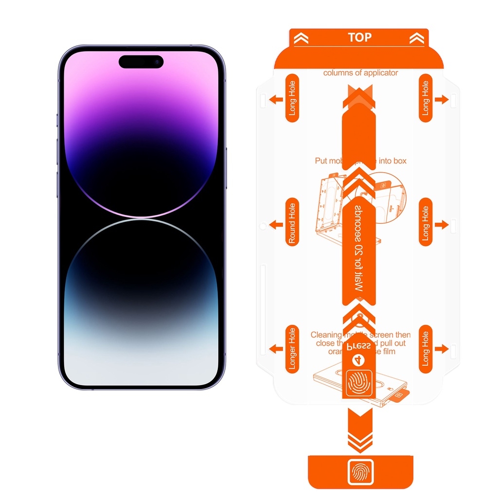 Kính Cường Lực tự dán MAGICBOX có lưới bảo vệ loa KOLEAD cao cấp cho Iphone x xs xsm 11 12 13 14 15 Pro Promax