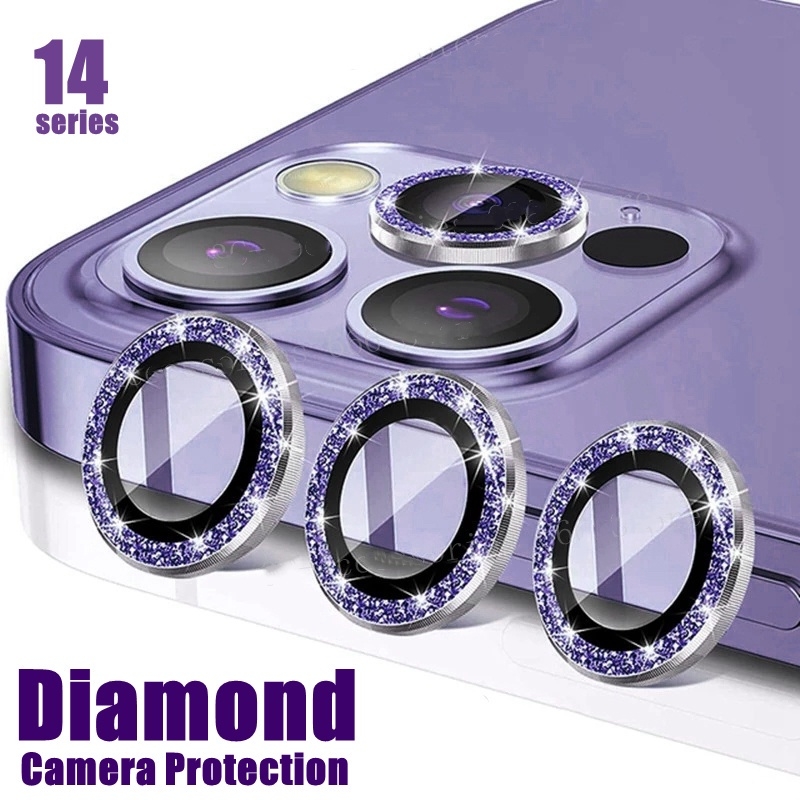 Bộ dán bảo vệ nhũ kim cương lấp lánh mắt camera iph KOLEAD ZC-R2 bằng kim loại chống xước cho iphone 15 14 13 12 11 promax pro plus