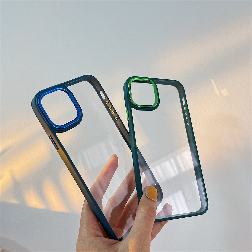 Ốp lưng TPU Dẻo KOLEAD P48 Trong Suốt Màu Sắc Ngọt Ngào phối kim loại Cho IPhone 14 15 Pro Promax Plus