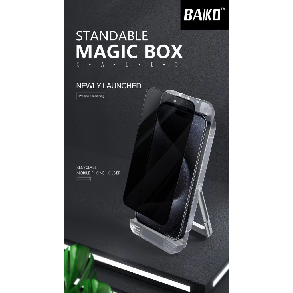 [TỰ DÁN 2IN1] Kính cường lực iphone Kingkong BAIKO trong suốt Cao cấp siêu mượt, siêu dẻo tích hợp giá đỡ điện thoại cho Iphone 11 12 13 14 15 plus pro promax