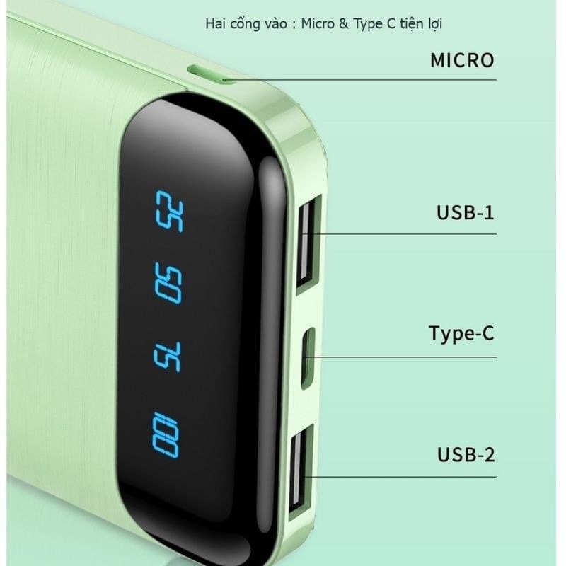 Sạc dự phòng WP161 - 163 tích hợp màn hình Led Dung Lượng 10000mAh - 20000mAh WEKOME màu sắc trẻ trung, 4 cổng sạc