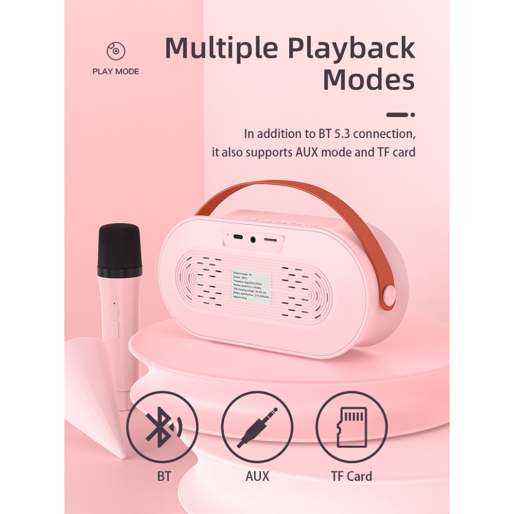 Loa Karaoke Bluetooth P6 KOLEAD Kèm 1 2 Micro Không Dây, Âm Thanh Siêu Hay,Sang Trọng Nhỏ Gọn Tiện Lợi,dễ dàng mang theo