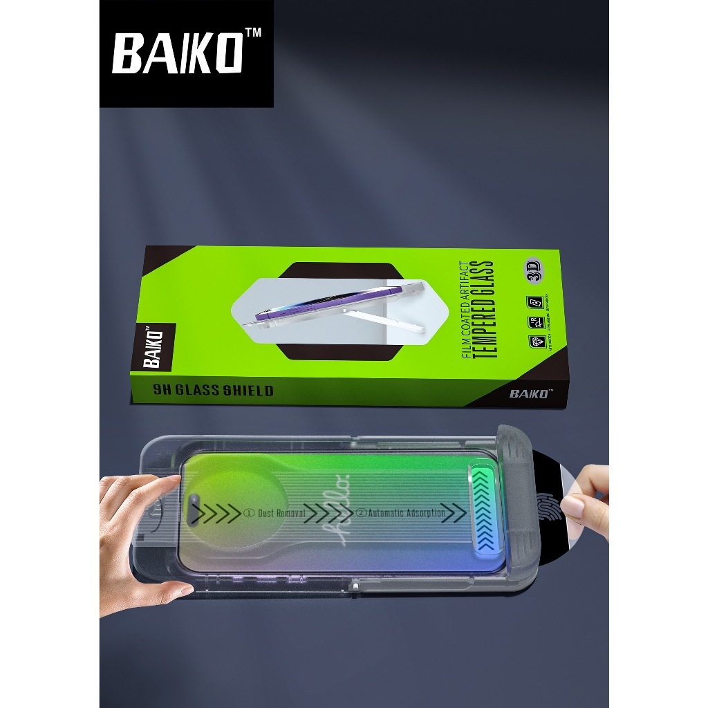 [TỰ DÁN 2IN1] Kính cường lực iphone Kingkong BAIKO trong suốt Cao cấp siêu mượt, siêu dẻo tích hợp giá đỡ điện thoại cho Iphone 11 12 13 14 15 plus pro promax