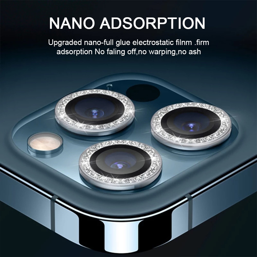 Bộ dán bảo vệ nhũ kim cương lấp lánh mắt camera iph KOLEAD ZC-R2 bằng kim loại chống xước cho iphone 15 14 13 12 11 promax pro plus