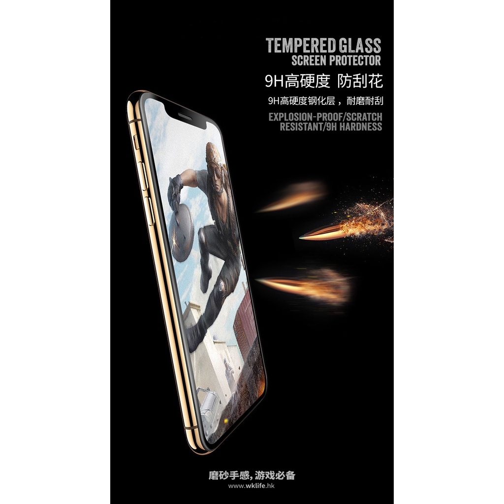 Kính Cường lực KingKong Nhám AG Chống vân tay mồ hôi chơi Game WEKOME 030 cho Iphone X Xs Max 11 12 13 14 15 Pro Max