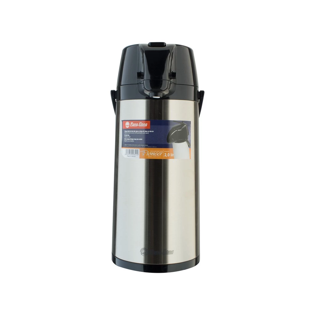 Phích nước Rạng Đông 2 lit cần bơm cao cấp, chất liệu inox, Bình thuỷ giữ nhiệt cafe, pha trà Model 2045ST1.E