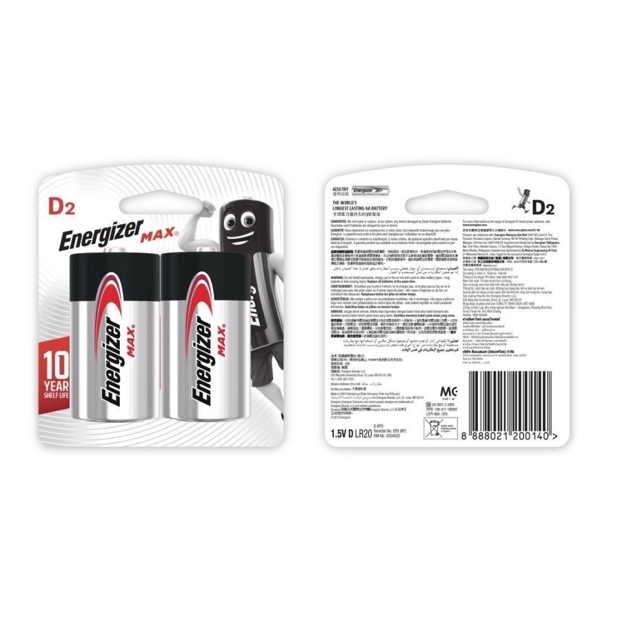 PIN ENERGIZER MAX D E95 BP2 - Vỉ 2 Viên Chính Hãng Dung Lượng Cực Cao