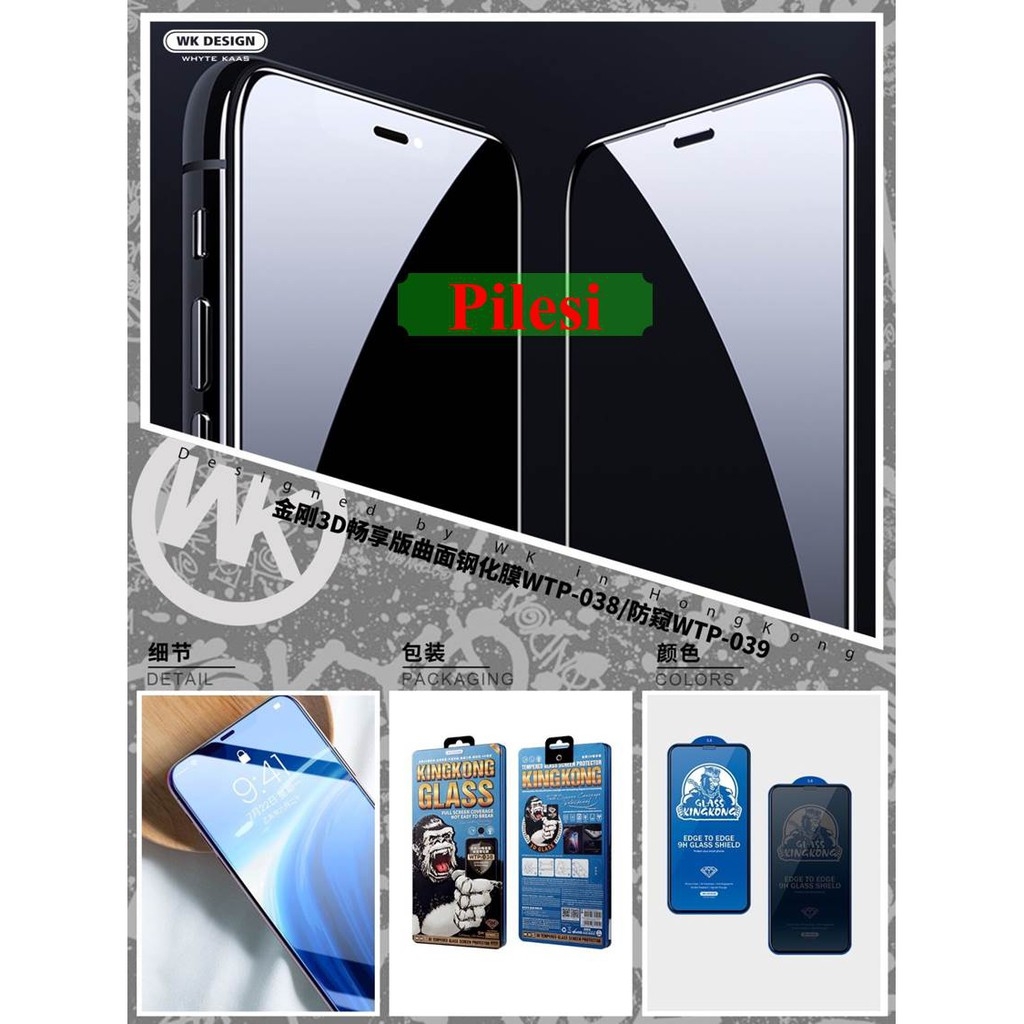 Kính Cường Lực KingKong Full Màn Chính Hãng Mẫu Mới Nhất 2020 Chống Vỡ Viền cho iPhone WEKOME