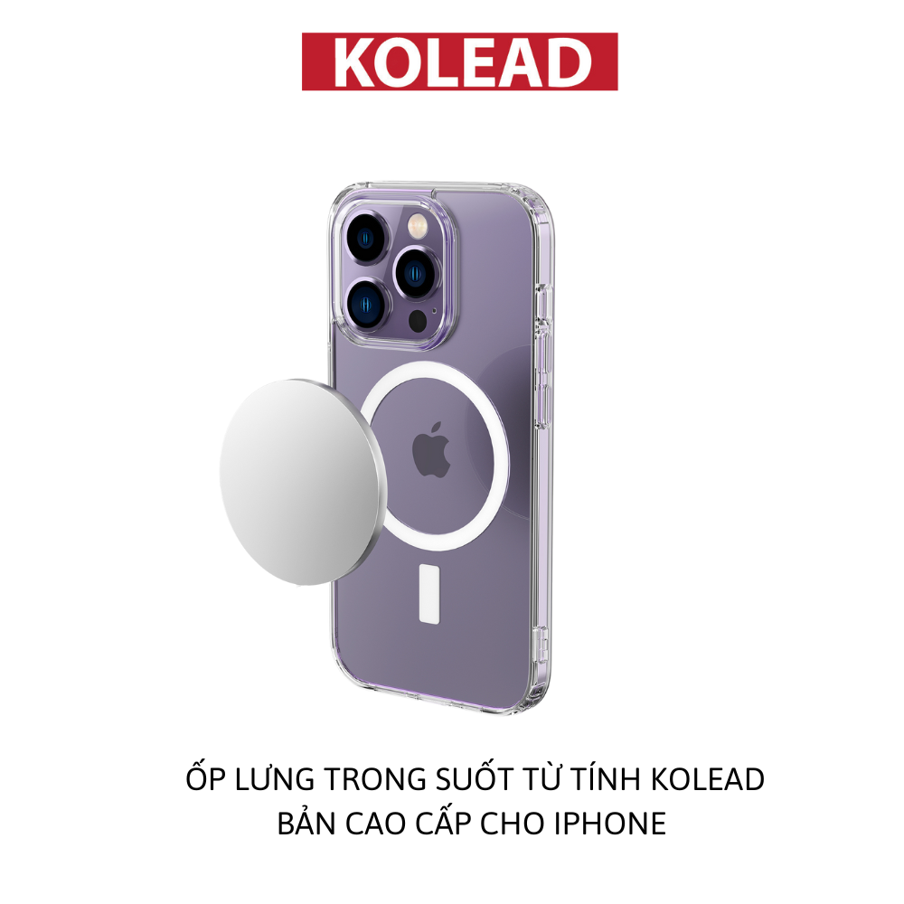 Ốp lưng Magsafe trong suốt KOLEAD - Hỗ trợ sạc không dây cho iPhone X/XS/11/12/13/14 PROMAX