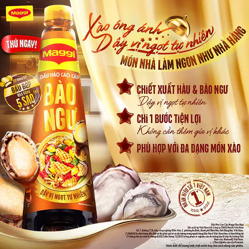 Dầu Hào Cao Cấp Nestlé MAGGI® Bào Ngư chai 820g - 1 bước xào, óng ánh chuẩn nhà hàng. Chai lớn, giá tiết kiệm 10%