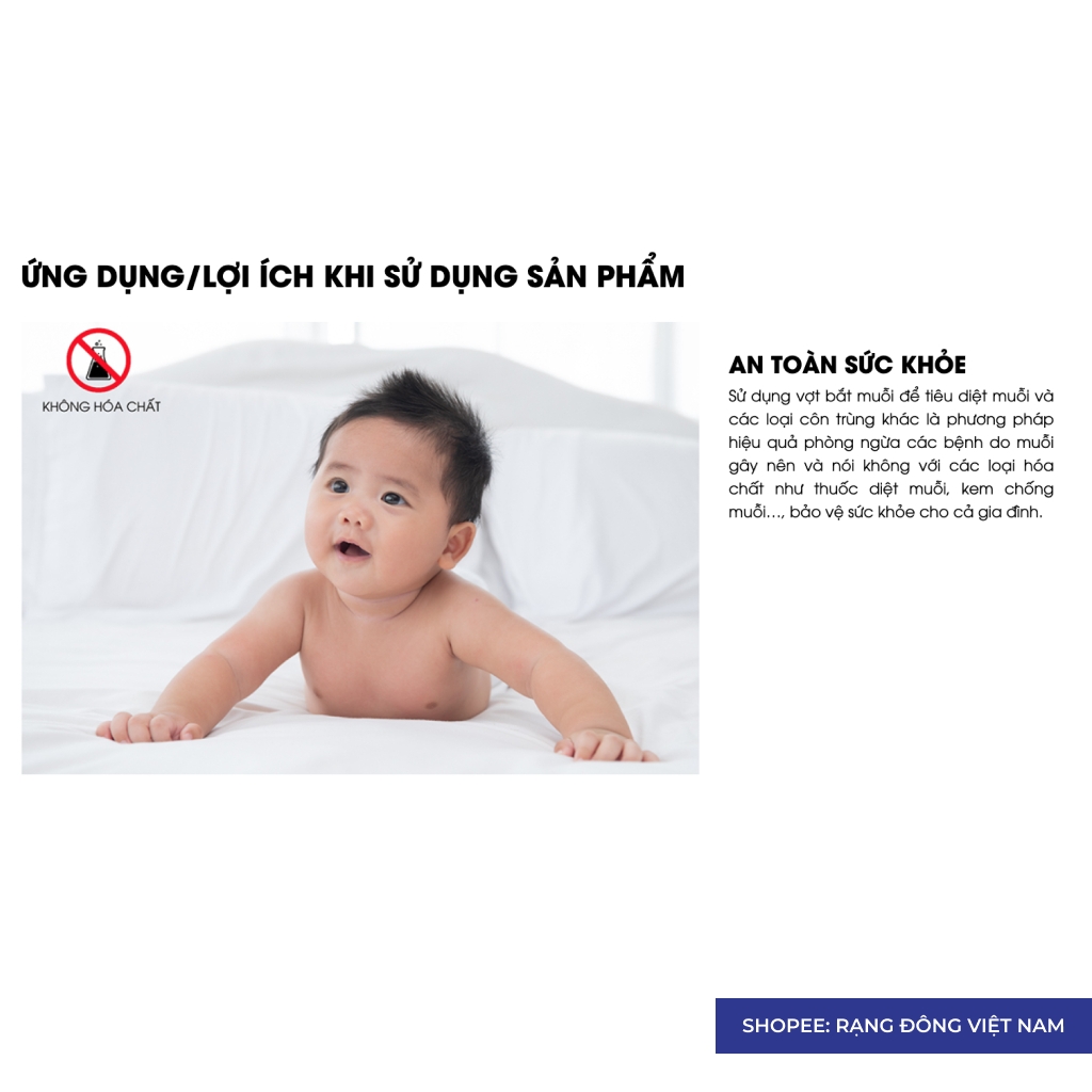 Vợt bắt muỗi điện tử Rạng Đông RD02 2IN1 bắt côn trùng, có đèn báo sạc pin- Tích hợp tay cầm có thể tháo rời làm đèn pin