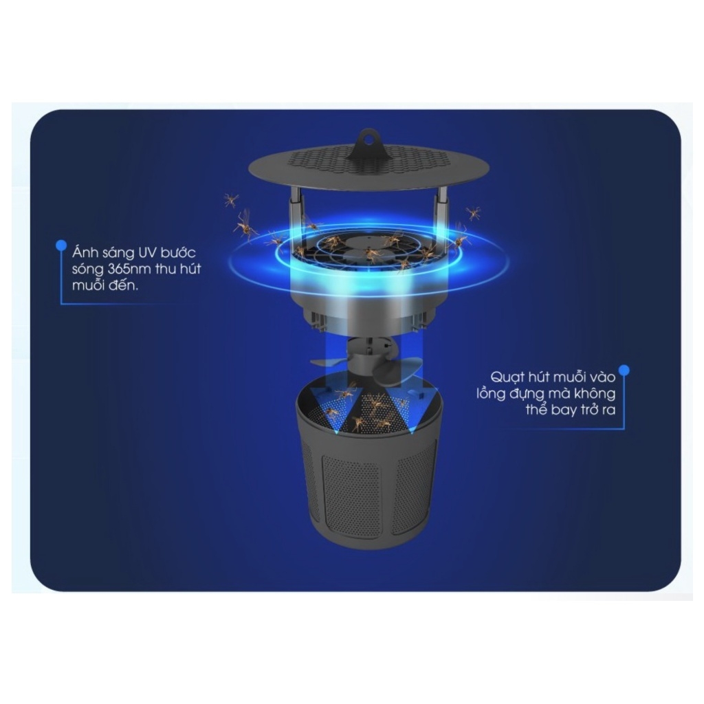 Đèn bắt muỗi thông minh Rạng Đông DBM01 thế hệ mới tiết kiệm điện, thu hút côn trùng, hiệu quả bắt muỗi rõ rệt sau 1 đêm