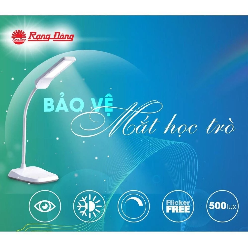 Đèn bàn chống cận Rạng Đông chính hãng RL-36 bảo vệ thị lực, công tắc cảm ứng, 3 chế độ sáng điều chỉnh linh hoạt