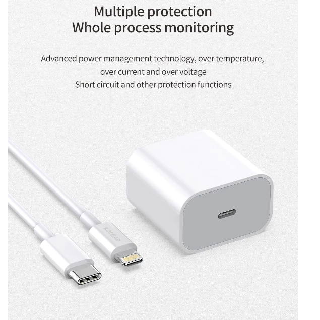 Củ sạc nhanh 2 cổng KOLEAD C89 công suất 25W sạc nhanh an toàn, 2 cổng USB - TypeC thích hợp với mọi loại thiết bị