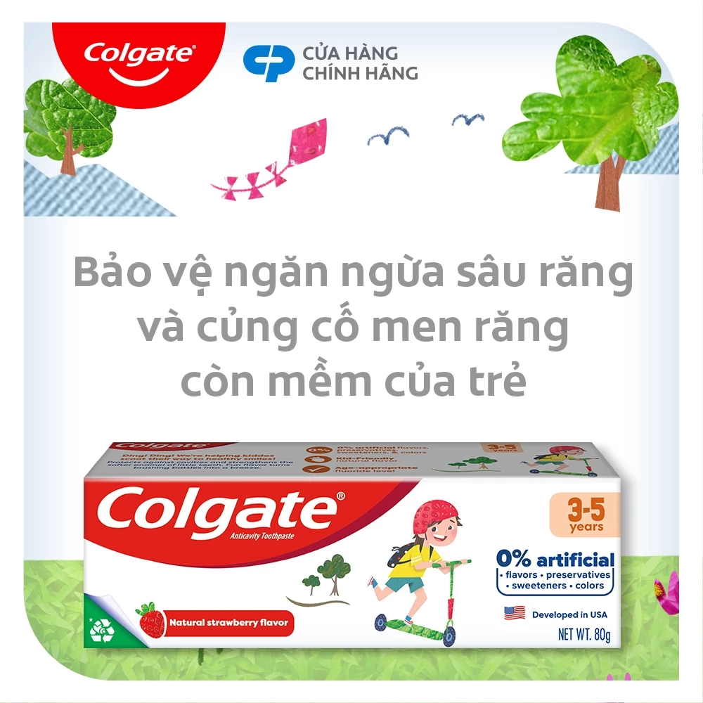 Kem đánh răng Colgate Kid Free From cho bé 3-5 tuổi không chất bảo quản 80g