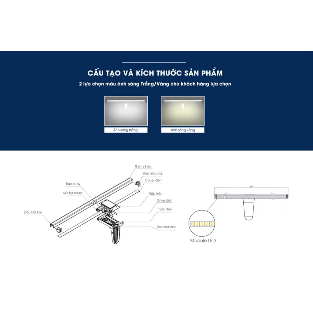 Đèn led gương cảm biến hồng ngoại Rạng Đông G04.PIR ánh sáng màu tự nhiên, góc chiều linh hoạt giúp thuận tiện sử dụng