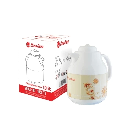 Phích pha trà giữ nhiệt 1L RẠNG ĐÔNG 1055 TS, Ruột thủy tinh cao cấp - Giữ nóng sau 12h và giữ lạnh sau 24h, an toàn với môi trường