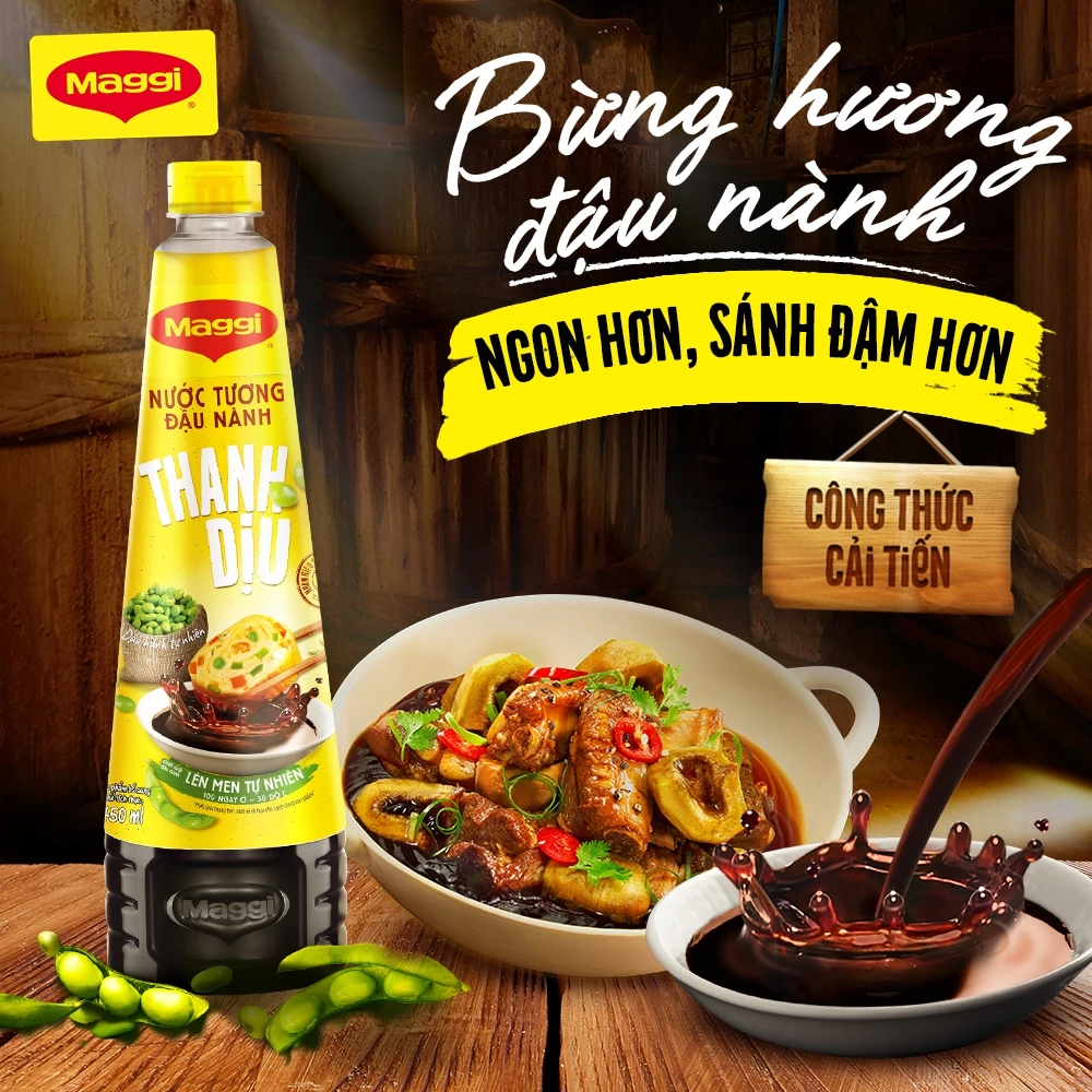 Nước tương Maggi đậu nành thanh dịu 700ml/chai