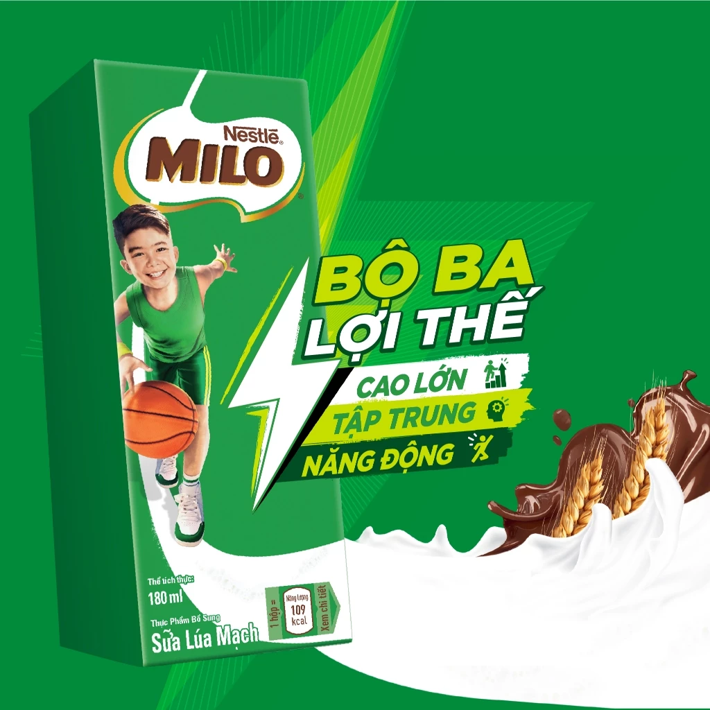 Thùng 48 hộp sữa lúa mạch Nestlé MILO rời x 180ml không màng nhựa (48x180ml)