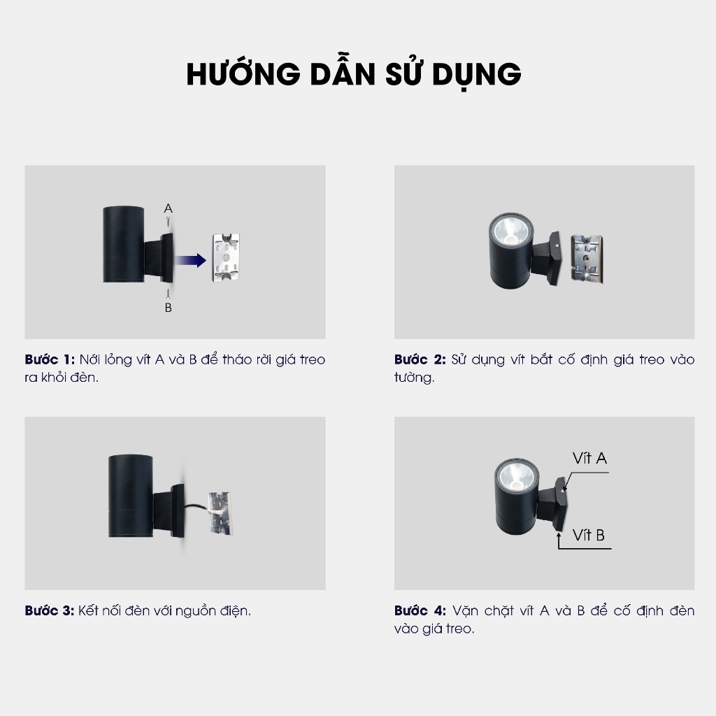 Đèn LED gắn tường Rạng Đông GT20.1P 20W một hướng chiếu tạo điểm nhất cho không gian ngoài trời, chống bụi nước tốt