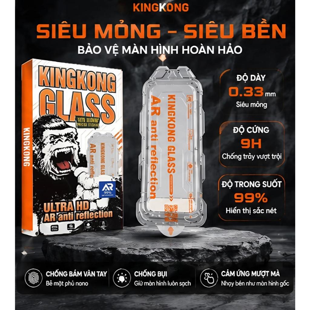 [TỰ DÁN] Kính cường lực KINGKONG AR cao cấp trong suốt, chống lóa xịn, độ hiển thị sắc nét, viền siêu mỏng 13 14 15 16 17 18 pro promax