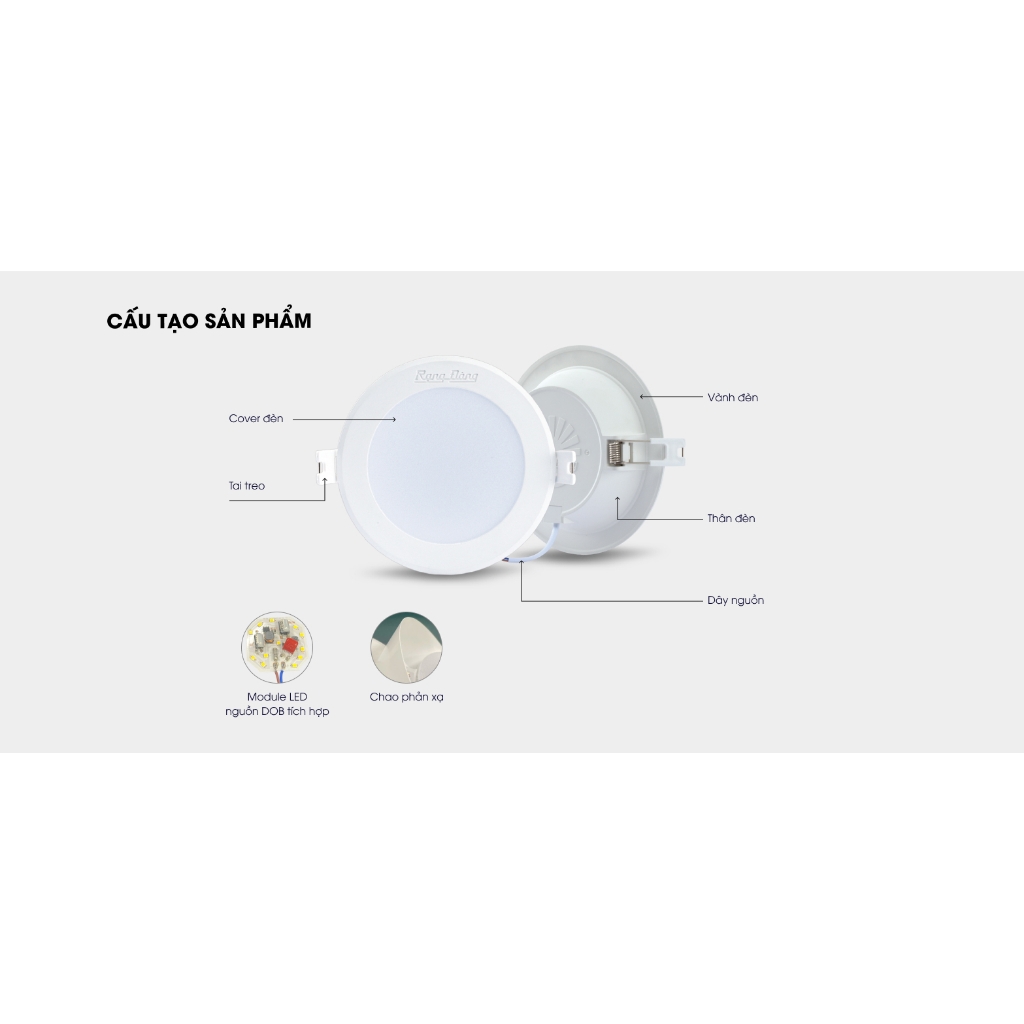 Đèn LED Downlight AT06 Rạng Đông sử dụng Chip LED Hàn Quốc,chất lượng ánh sáng cao, độ bền cao, tiết kiệm điện hiệu quả