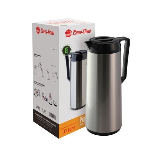 Phích pha trà Rạng Đông Model: 1055 ST1.E 1L nắp bấm chống rò rỉ nước, ruột thủy tinh giữ nhiệt cao cấp, an toàn sử dụng