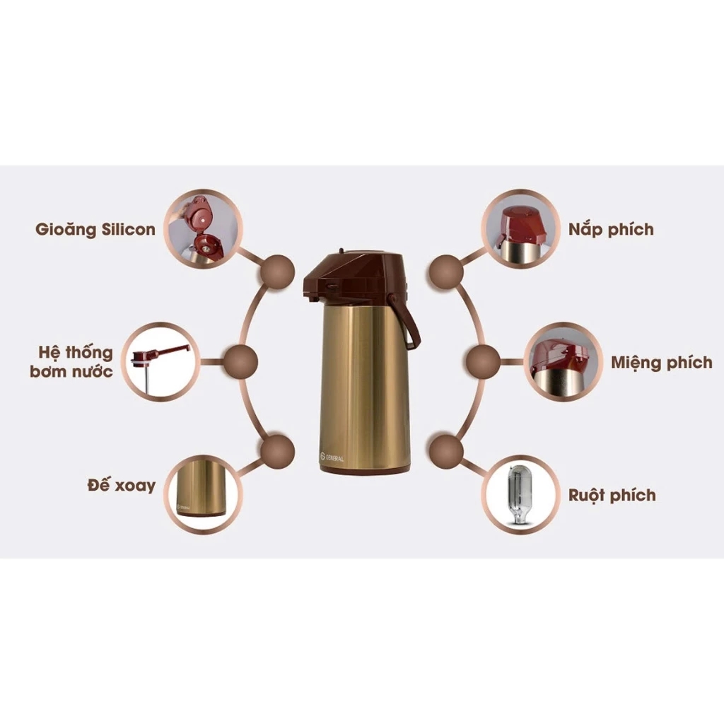 Phích nước cao cấp 3 lít RẠNG ĐÔNG 3045ST1.E – Dung tích lớn, thiết kế xoay 360°, thân inox sang trọng