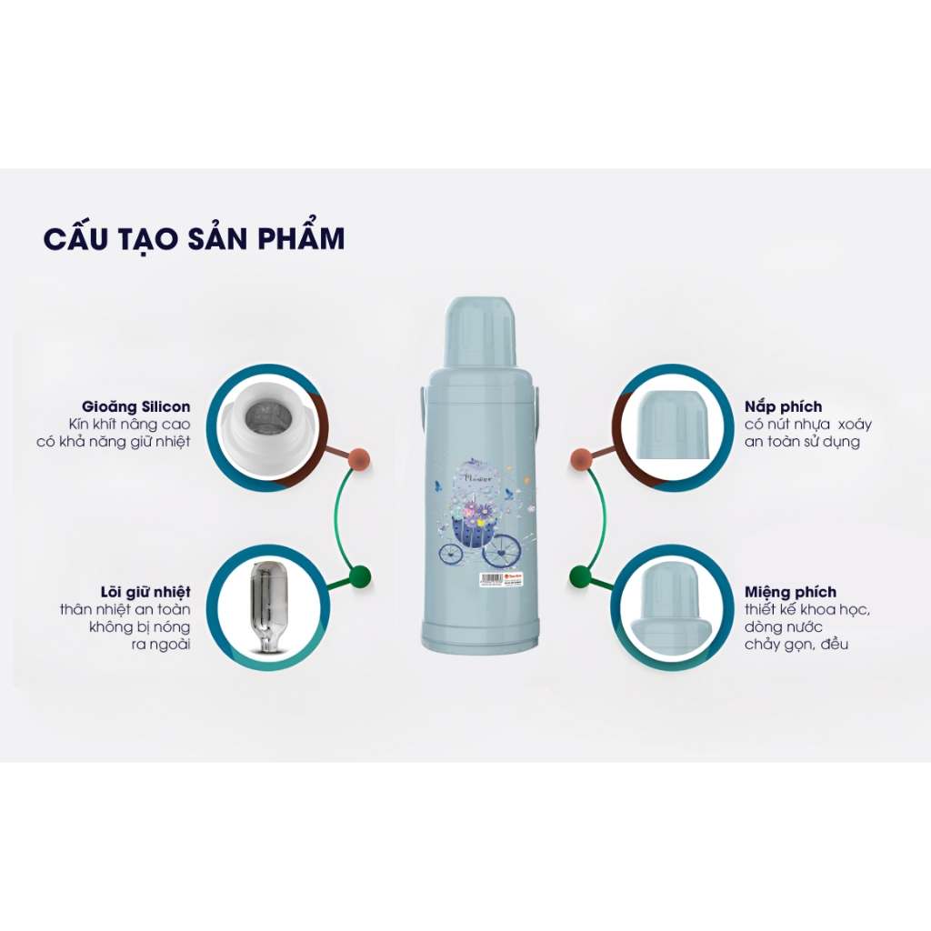 Phích đựng nước Rạng Đông 2035 N6.X 2 lít với thiết kế tiện dụng, chất liệu an toàn giữ nhiệt lâu, phù hợp cho gia đình