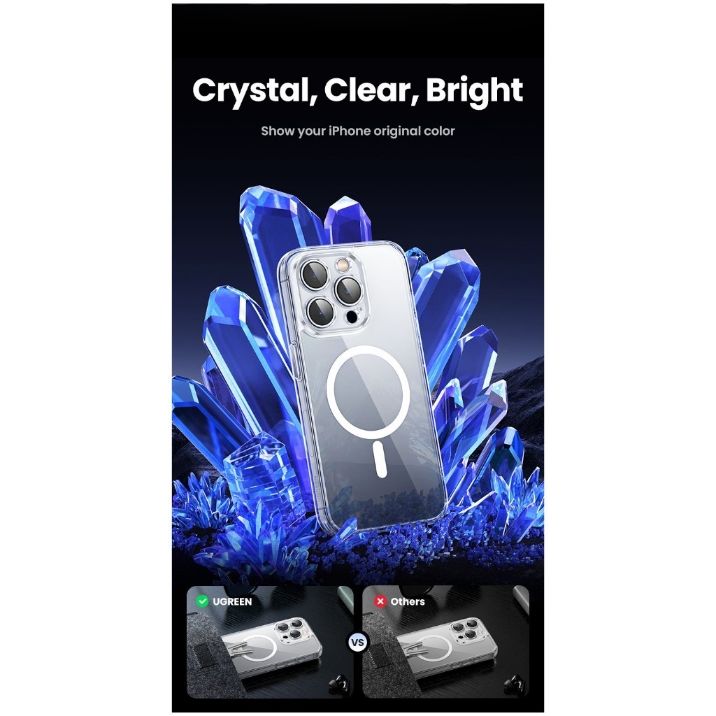 Ốp điện thoại trong suốt nhựa cứng P88 chống ố KOLEAD sạc từ tính dành cho iphone 13 14 15 16 17 Pro Plus Promax