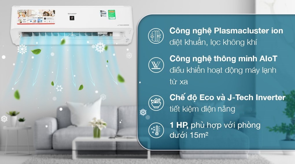 Máy lạnh Sharp 1.0 HP Inverter AH-XP10YHW