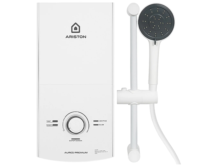 Máy nước nóng trực tiếp Ariston 4500W AURES PREMIUM 4.5P IVORY (Có bơm)