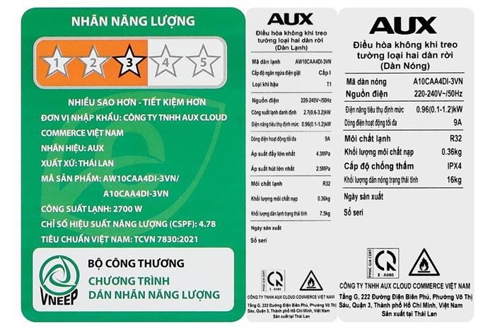 Máy lạnh AUX Inverter 1 HP AW10CAA4DI-3VN