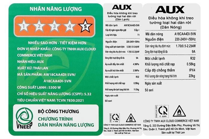 Máy lạnh AUX Inverter 2 HP AW18CAA4DI-5VN