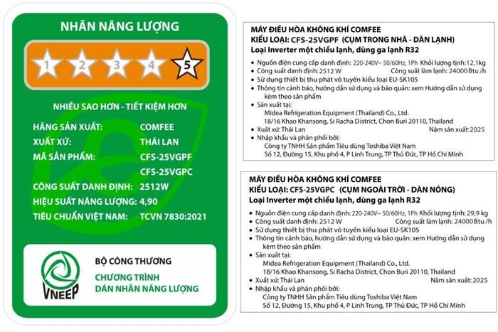 Máy lạnh Comfee 2.5 HP Inverter CFS-25VGPF  (Model 2025)