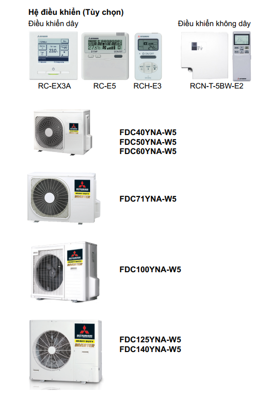 Máy lạnh âm trần Mitsubishi Heavy 5.0 HP Inverter FDT125YA-W5