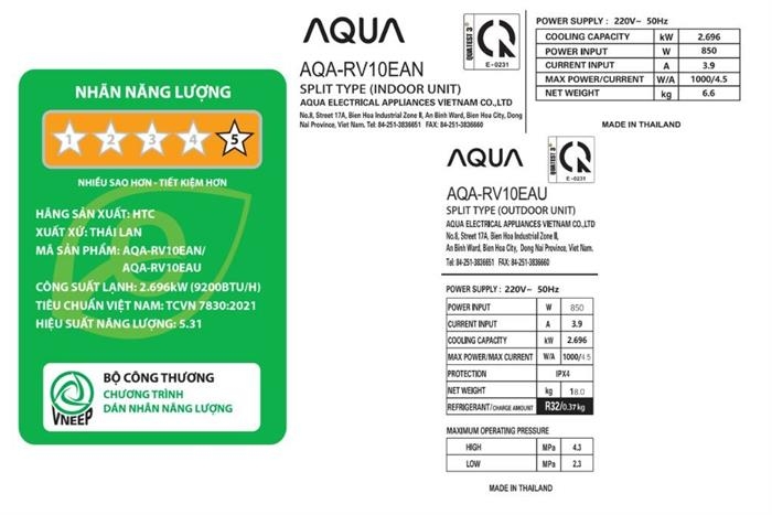 Máy lạnh Aqua Inverter 1 HP AQA-RV10EA  ( Mẫu mới 2026 )