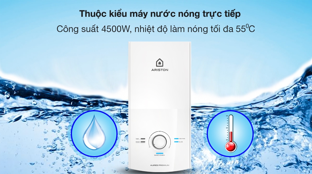 Máy nước nóng trực tiếp Ariston 4500W AURES PREMIUM 4.5