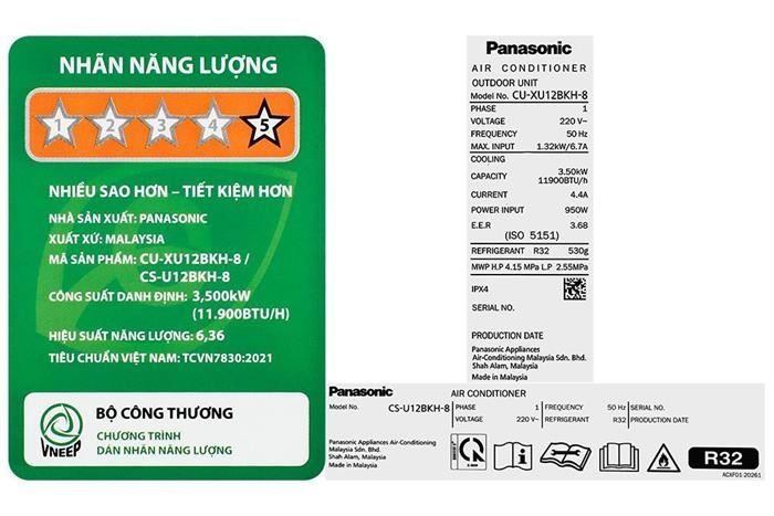 Máy lạnh Panasonic Inverter 1.5 HP CU/CS-U12BKH-8