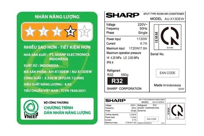 Máy lạnh Sharp Inverter 1.5 HP AH-X13DEW ( Mẫu mới 2026 )