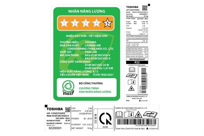Máy lạnh Toshiba Inverter 2 HP RAS-H18F2KCVSG-V Mẫu mới